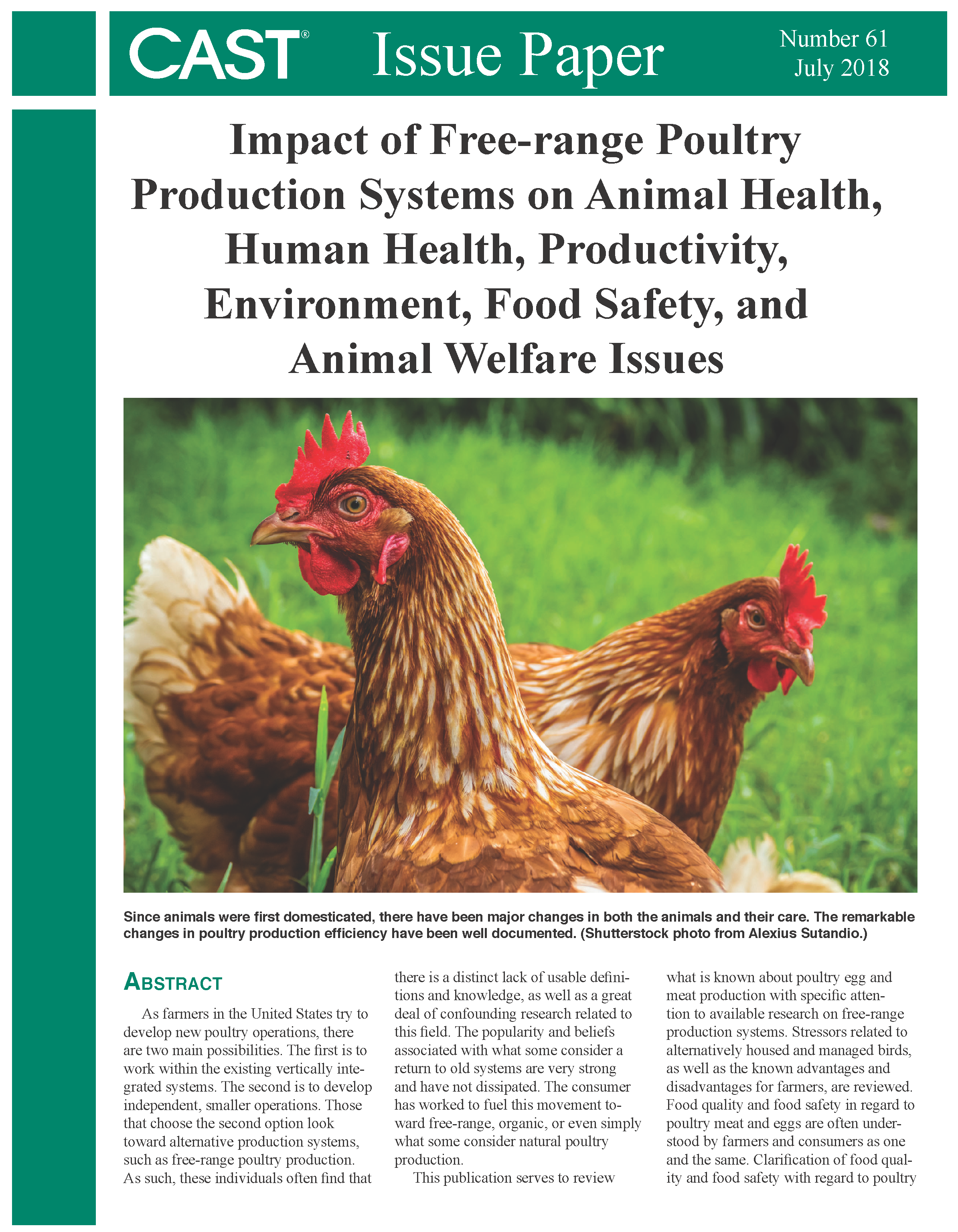 Impact of Freerange Poultry Production Systems—New CAST Issue Paper